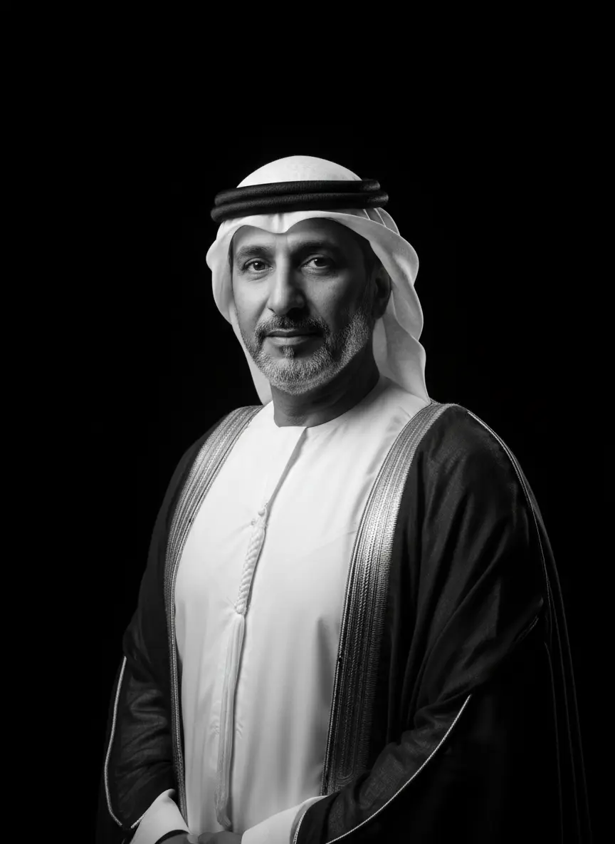 A RichKey client portrait in black and white